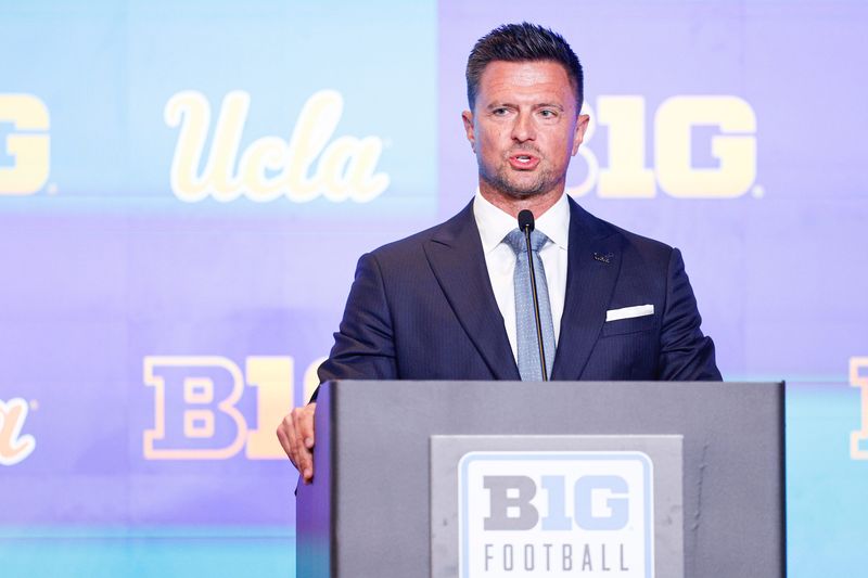 Jul 29, 2026; Chicago, IL, USA; UCLA Football head coach Bob Chesney speaks during Big Ten Media Days at Hilton Chicago. Mandatory Credit: Kamil Krzaczynski-Imagn Images