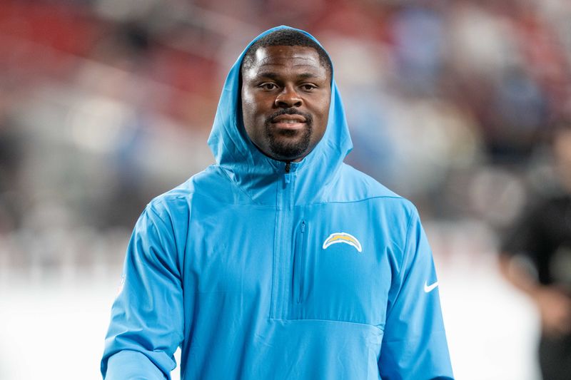 August 23, 2025; Santa Clara, California, USA; Los Angeles Chargers linebacker Khalil Mack (52) after the game against the San Francisco 49ers at Levi's Stadium. Mandatory Credit: Kyle Terada-Imagn Images