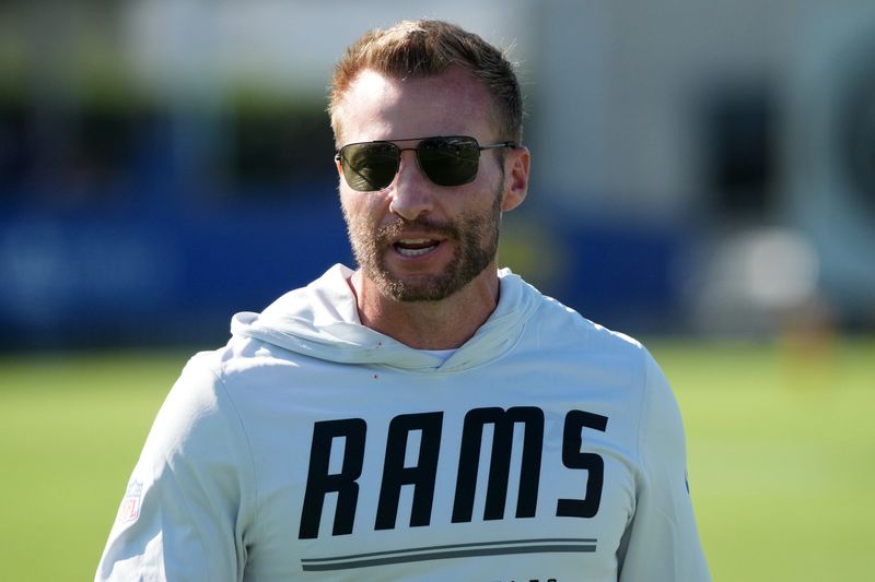 Jul 31, 2026; Westchester California USA; Los Angeles Rams coach Sean McVay at training camp at Loyola Marymount University. Mandatory Credit: Kirby Lee-Imagn Images