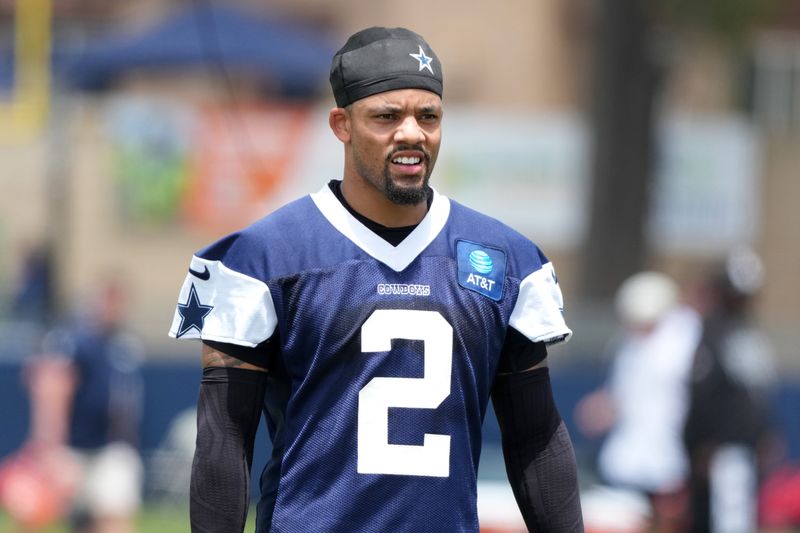 Jul 29, 2026; Oxnard, CA, USA; Dallas Cowboys cornerback Cobie Durant (2) at training camp at River Ridge Playing Fields. Mandatory Credit: Kirby Lee-Imagn Images