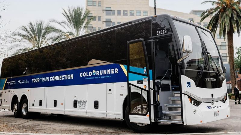 A bus like this one will be rolling between Redding and Sacramento International Airport starting in August 2026, according to the San Joaquin Joint Powers Authority.
