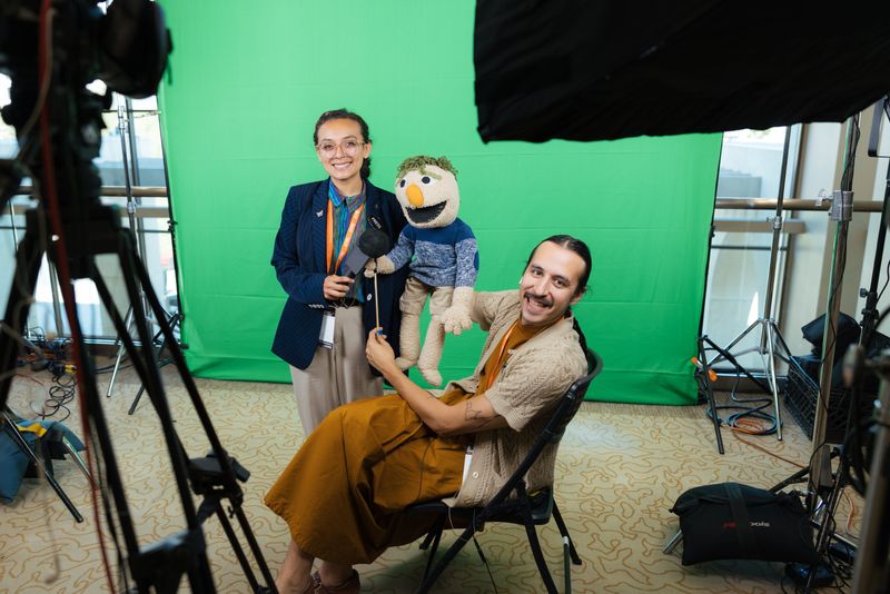 Maravilla Guiles and Josue Munoz (with puppet Panchito) are with Mindful Media Makers, an engaging puppet-led video series paired with a ready-to-use media literacy curriculum.