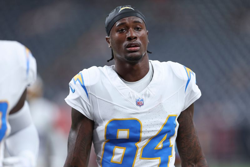 Aug 13, 2026; Houston, Texas, USA;  Los Angeles Chargers wide receiver KeAndre Lambert-Smith (84) before the game against the Houston Texans at Reliant Stadium. Mandatory Credit: Troy Taormina-Imagn Images