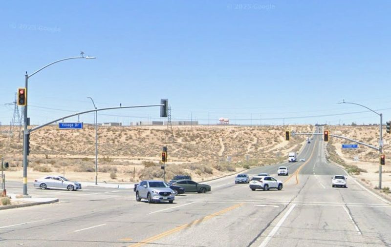 The intersection of Airway Express and Village Drive in Victorville.