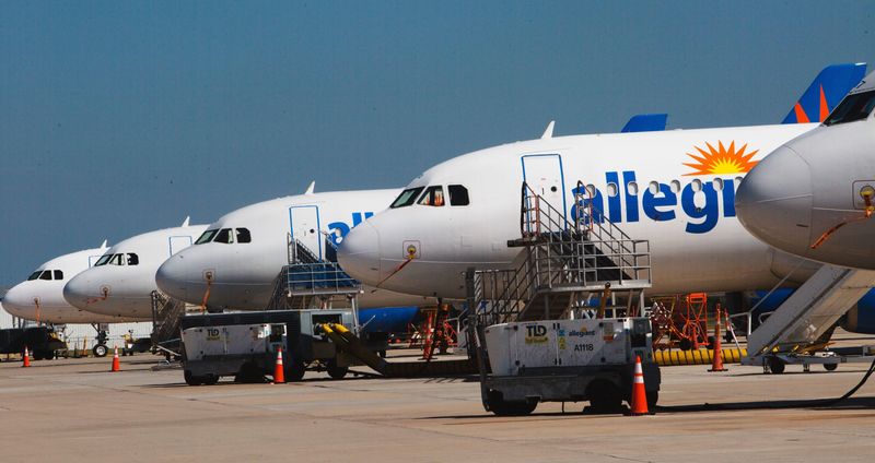 In this file photo from March, Allegiant planes are lined up at Punta Gorda Airport.