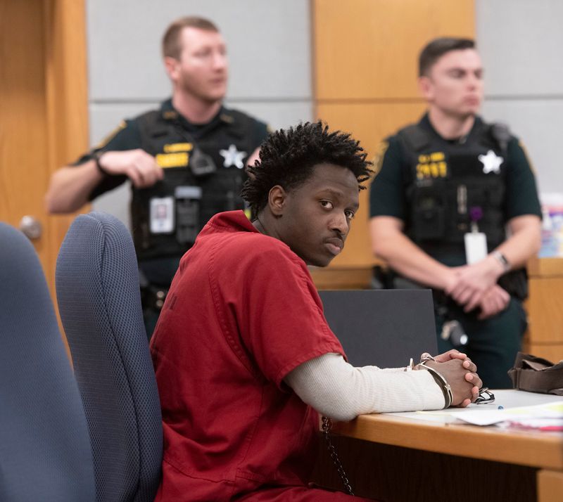 Da'quavion Ke'amos Snowden appears in the courtroom of Circuit Judge John Simon for a motion to suppress evidence hearing on Thursday, Dec. 29, 2023. Snowden is facing charges for his role in connection to the fatal shooting of Ladarius Clardy in July 2021