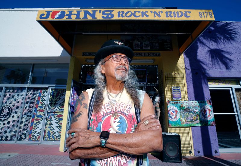 Johnny Sanchez at his John's Rock 'N' Ride shop on Main St.in Daytona Beach, Friday, Feb. 10, 2023.