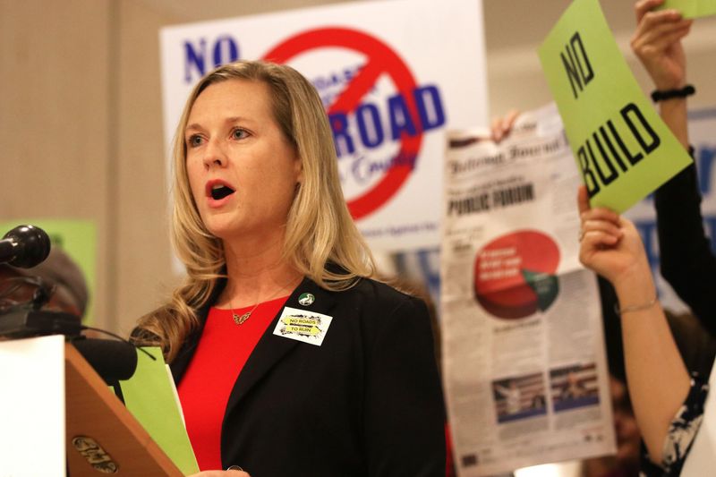 Lindsay Cross, then the government relations director with Florida Conservation Voters, during a press conference in the Capitol Rotunda, as seen in this 2020 file photo.