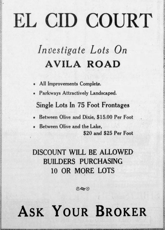 An April 4, 1940 advertisement in The Palm Beach Post for lots on Avila Road in West Palm Beach near downtown. Modest homes on the street, which is not designated historic, were listed for sale in April 2023 for $1.1 million.