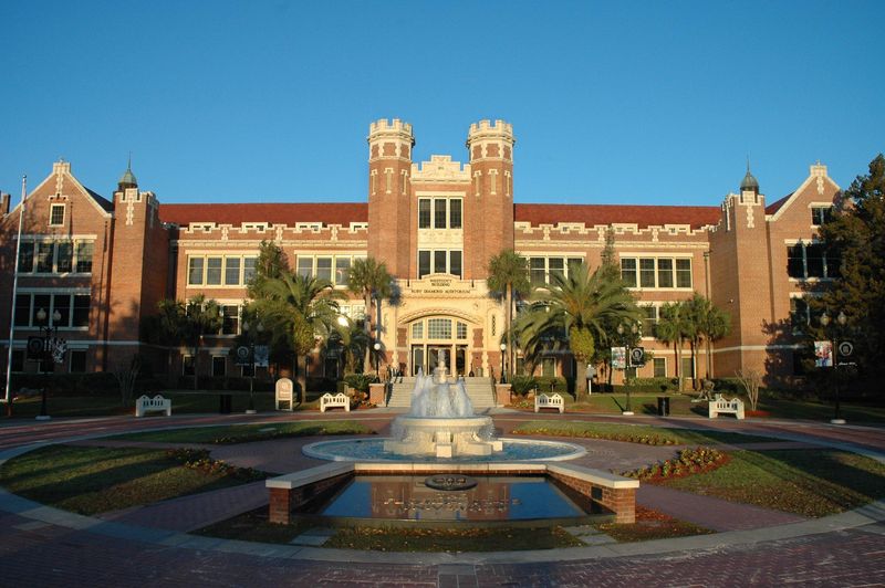 The iconic Westcott Hall at Florida State University sits at the western end of College Avenue.