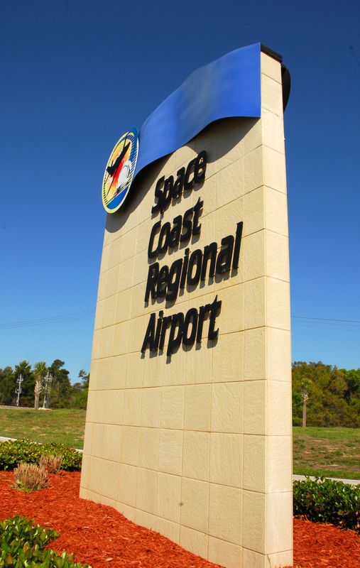 The entrance of Space Coast Regional Airport in Titusville, where the Florida Department of Transportation just gave a $15 million infrastructure improvement grant.