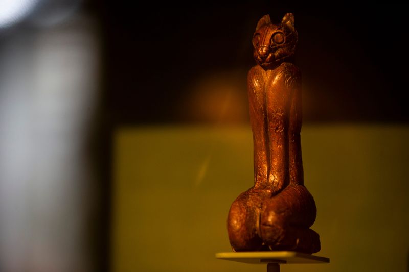 The Key Marco Cat, which was found during an archeological dig in 1896 and has spent the decades since in exhibits across the country, sits on display at the Marco Island Historical Museum on Marco Island on Tuesday, Jan. 15, 2019. The museum was built in the hopes of housing the Key Marco Cat, which is a source of pride for many Marco Island residents.