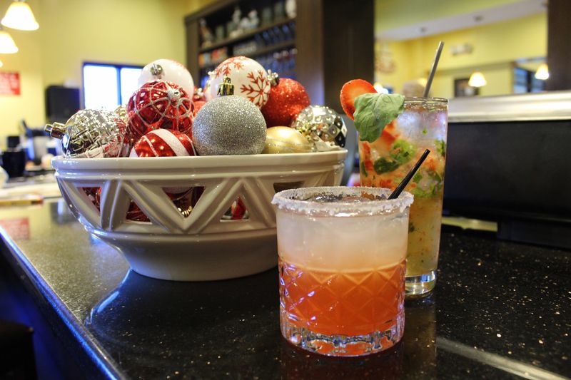 The Cherry Amaretto Margarita, front, and the Rum Berry Breeze  will be featured on the new cocktail menu at Andy's Flour Power in Panama City Beach.