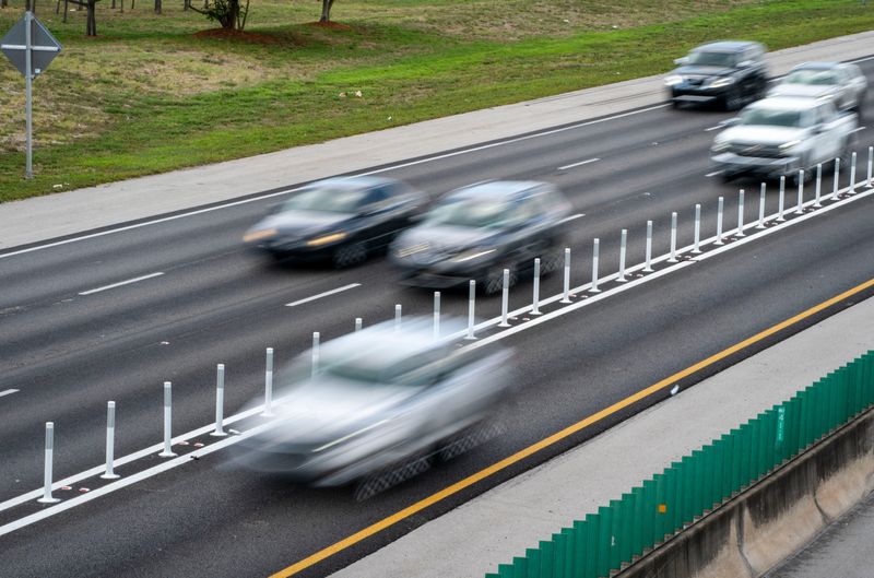 Motorists can use express lanes, right, on northbound I95 at S.W. 10th Street Florida on May 12, 2021.