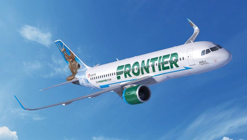 A Frontier Airlines Airbus A320 aircraft.