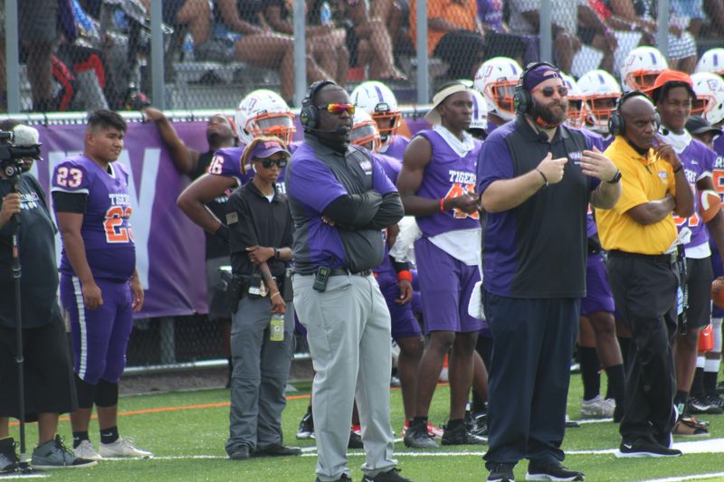 Edward Waters head coach Toriano Morgan looks on during the season opener against Florida Memorial.
