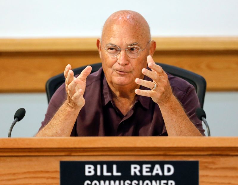 Bill Read, commissioner, speaks during vote for Lakeland's next city manager in the commission chambers at city hall in Lakeland, Florida  October 20, 2020.   Lakeland commissioners publicly deliberated and announced the next city manager Shawn Sherrouse.