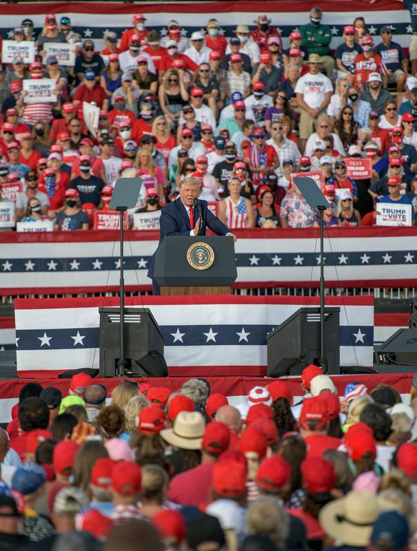 President Donald Trump speaks at The Villages Polo Club in The Villages on Friday, Oct. 23, 2020. [PAUL RYAN / CORRESPONDENT]