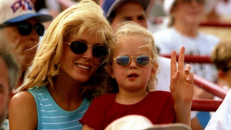 Marla Maples and Tiffany Trump, daughter of Donald Trump, at the Braves/Expos spring training.