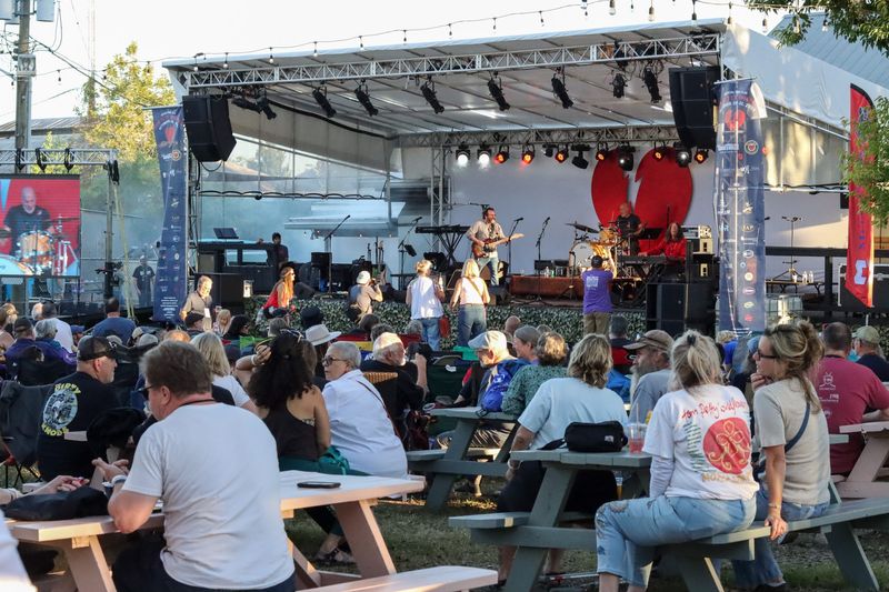 A crowd of people at Tom Petty Weekend watch the Bruce Katz band on Oct. 21, 2023, at Heartwood Soundstage in Gainesville.