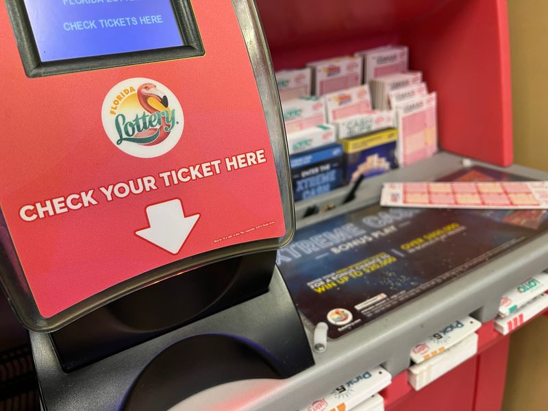 Florida Lottery, Powerball and Mega Millions tickets for sale at an Orange City, Florida convenience store Saturday, Jan. 27, 2024.