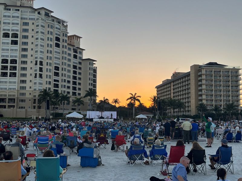 Hundreds gathered on the beach and in the water in front of the JW Marriott hotel on Marco Island Sunday for the 34th Marco Island Easter Service.