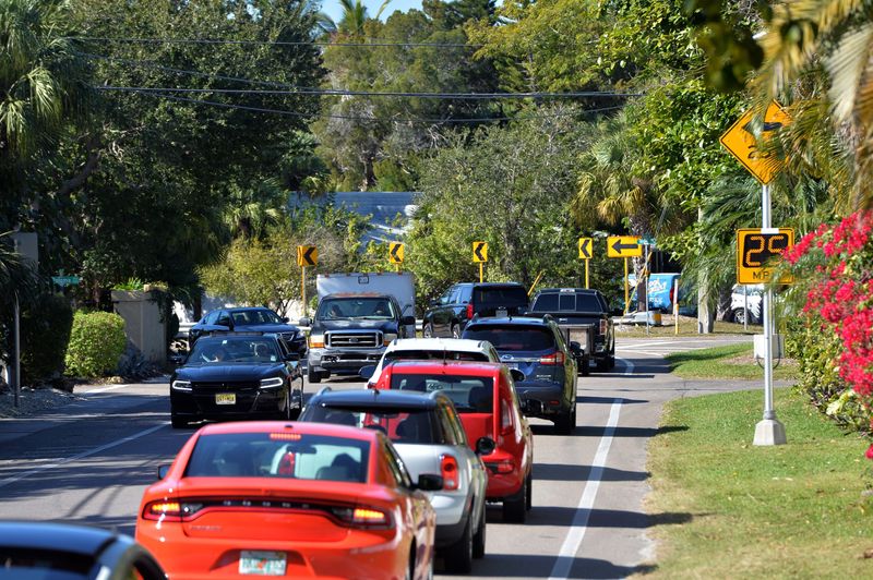 Traffic can be congested getting on and off Siesta Key and traveling north and south on the island. Pictured is the curve where Siesta Drive becomes Higel Avenue.