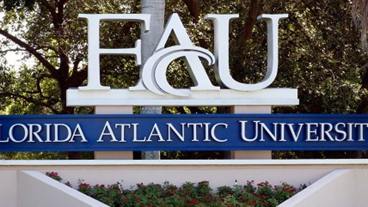 Florida Atlantic University entrance on Glades Road.