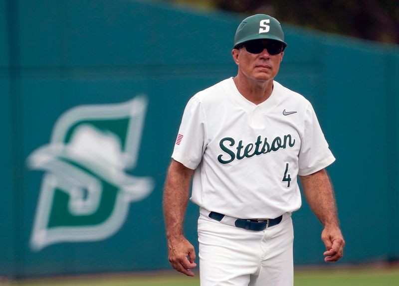 Stetson head coach Steve Trimper during a game with Kennesaw State at the ASUN tournament in DeLand, Tuesday, May 21, 2024.