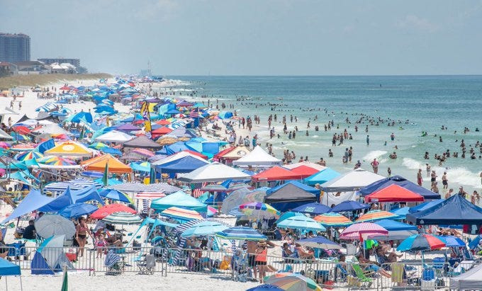 A massive crowd came out Thursday, July 11, 2024, to watch the Blue Angels practice for the annual Pensacola Beach Air Show.