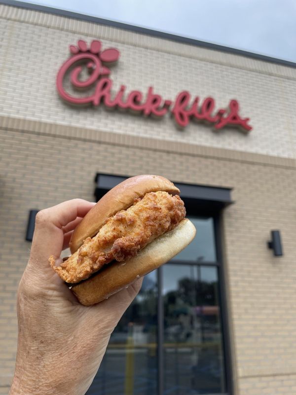 A classic chicken sandwich, on the menu at the new Chick-fil-A in Scarsdale, opening August 7, 2024.