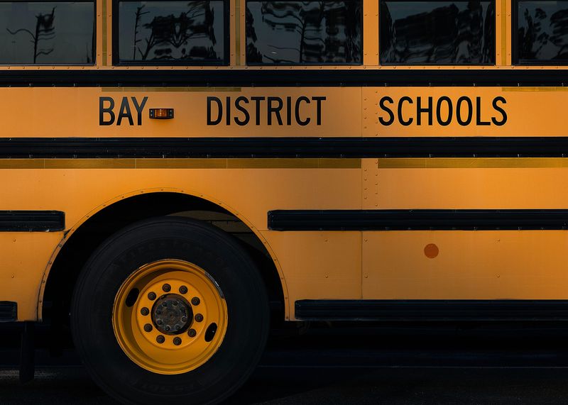 A school bus is seen at the Bay District Schools Transportation facility in Panama City, Fla., Aug. 7, 2024. The first day of school is Aug. 12. (Tyler Orsburn/News Herald)