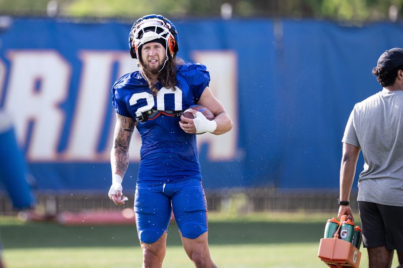 Florida Gators defensive back Asa Turner (20) looks on during spring football practice at Heavener Football Complex at the University of Florida in Gainesville, FL on Tuesday, April 2, 2024. [Matt Pendleton/Gainesville Sun]