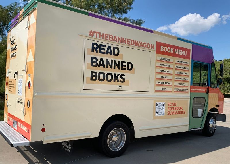 The Banned Wagon, which provides free copies of 20 books that are frequently challenged or banned. will be coming to Florida in October.