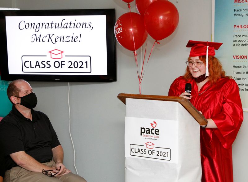 McKenzie Lucas is all smiles during a graduation ceremony at Pace Center for Girls in Ormond, Thursday, June 3, 2021.