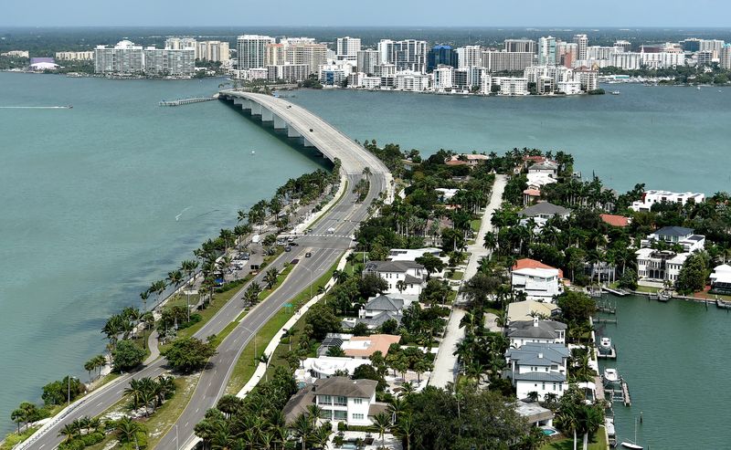 A view of Bird Key and downtown Sarasota. Aerial photographs of the Sarasota/Manatee barrier islands, including Longboat Key, Lido Key, and Siesta Key.