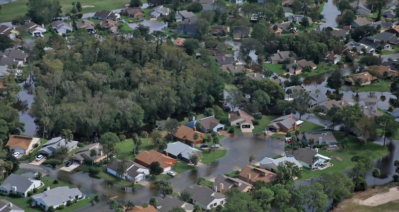 Hurricane Milton has left many houses around Port Orange surrounded by significant amount of flooding, Friday, Oct.11, 2024.