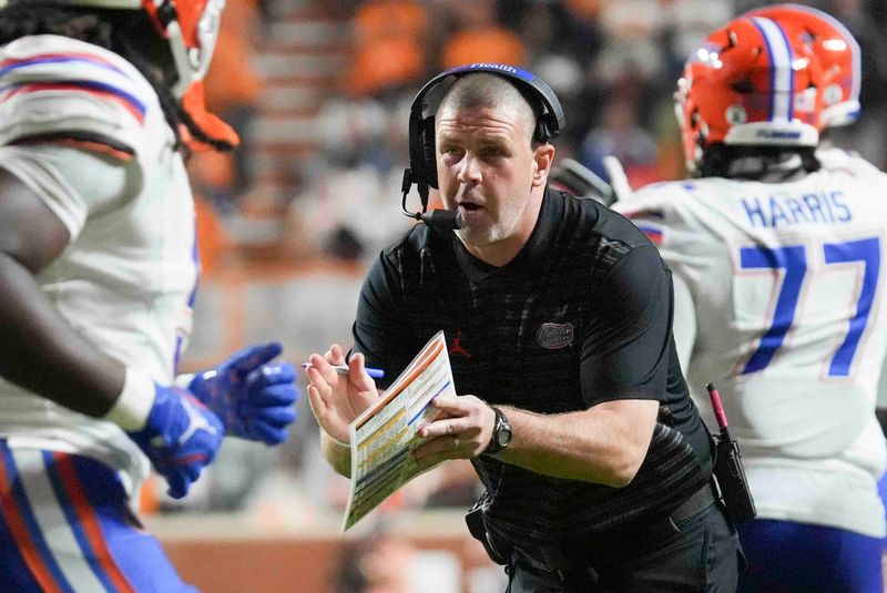 Florida head coach Billy Napier during a game between Florida and Tennessee in Neyland Stadium, in Knoxville, Tenn., Saturday, Oct. 12, 2024.