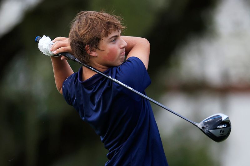 Cole Slater of Fletcher High School, playing here in the 2024 District 2-3A tournament at the Slammer & Squire, closed strong to win the district individual title on Oct. 27 at the Stillwater Golf and Country Club.