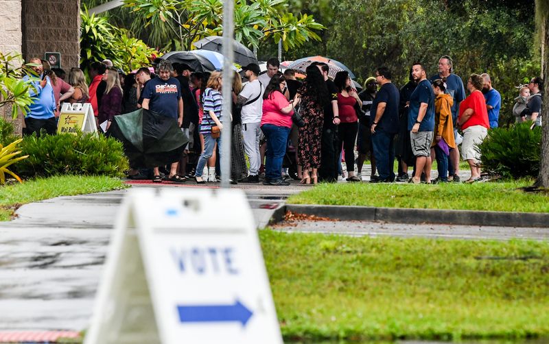 Voters line up to cast their ballots at Max K. Rodes Park Community Center in West Melbourne, FL on the last day of early voting in Brevard County Saturday, November 2, 2024. Craig Bailey/FLORIDA TODAY via USA TODAY NETWORK