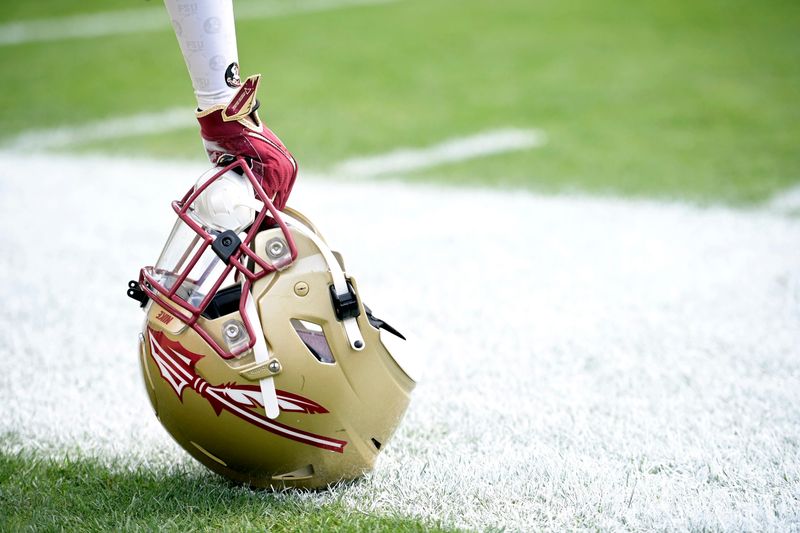 Apr 20, 2024; Tallahassee, Florida, USA; Florida State Seminoles helmet during the Spring Showcase at Doak S. Campbell Stadium. Mandatory Credit: Melina Myers-USA TODAY Sports