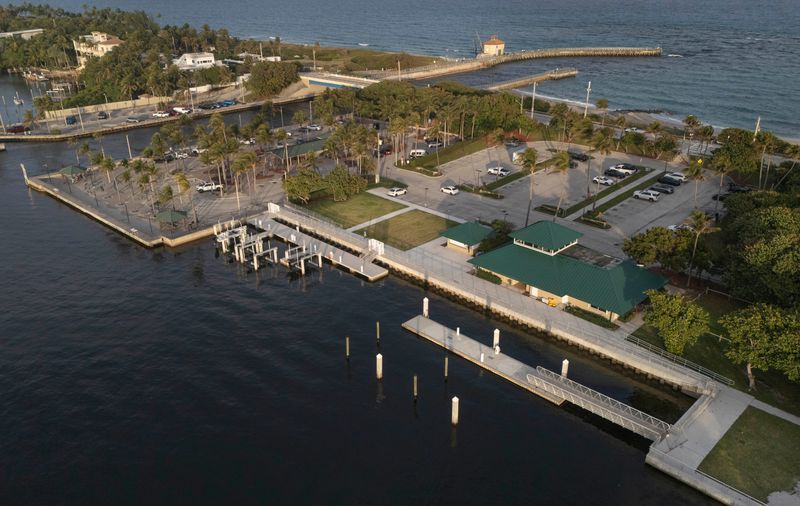 Ocean Inlet Park on December 10, 2024, in Ocean Ridge, Florida. County officials have applied for a $7.5 million grant to help raise the marina and parking lot section that often floods during high tides.