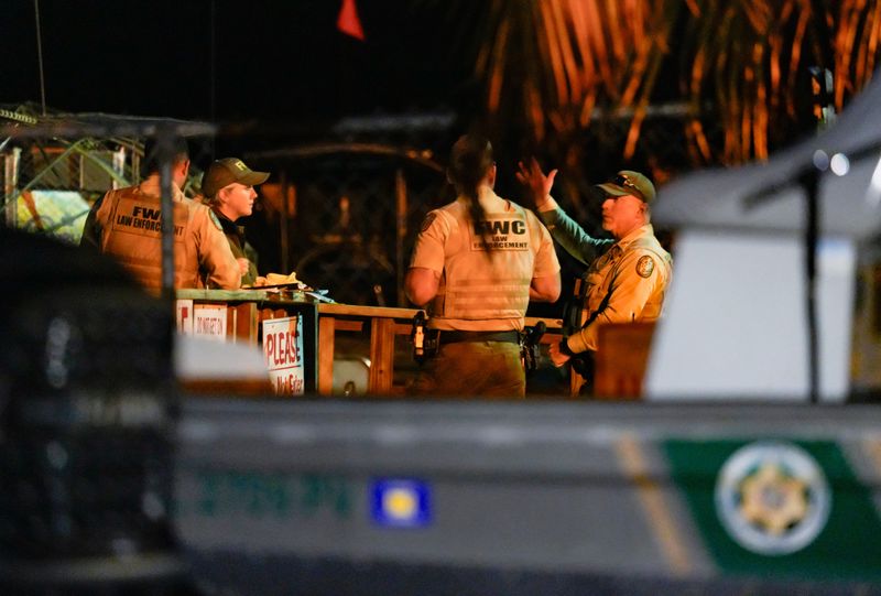 FWC, staff and other first responders work at Wooten's Everglades Airboat Tours in Ochopee, Fla., after two airboats crashed on Friday, Dec. 13, 2024.