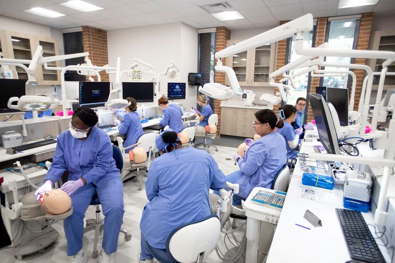 Students in the dental hygiene program at Tallahassee State College (TSC) work in the simulation lab at the dental hygiene building on TSC's campus, gaining real-world experience for future careers in dental care Monday, Dec. 6, 2024.