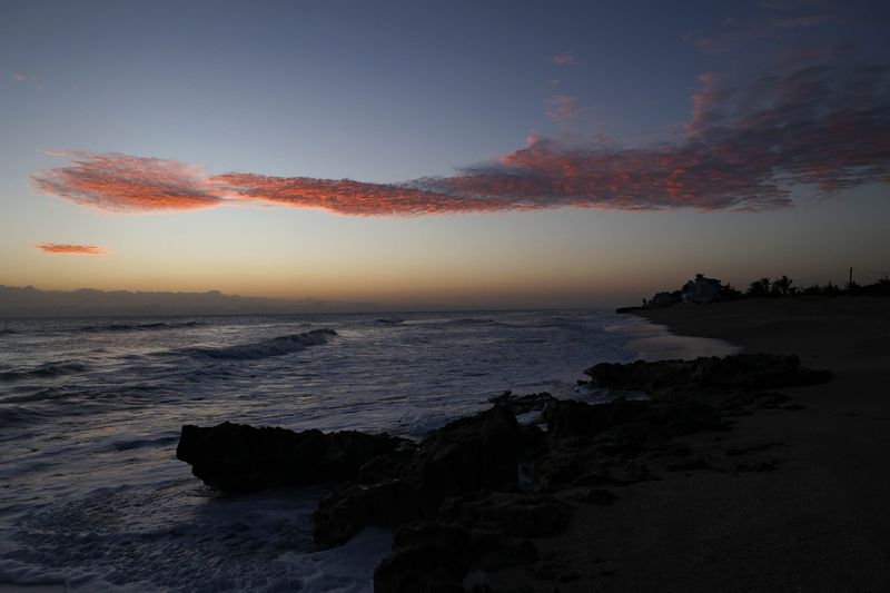 A cool sunrise at Stuart Beach on Wednesday, Jan. 8, 2025. A cold front associated with a winter storm impacting Midwest and Mid-Atlantic states drove low temperatures into the low-to-mid 40s this week, a meteorologist said. With 10-15 mph winds, 40s felt like the mid-30s in some areas of the Treasure Coast.