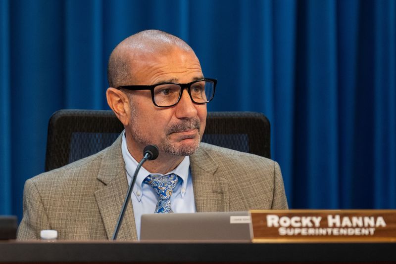 Leon County Schools Superintendent Rocky Hanna listens during a board meeting on Tuesday, Jan. 14, 2025.