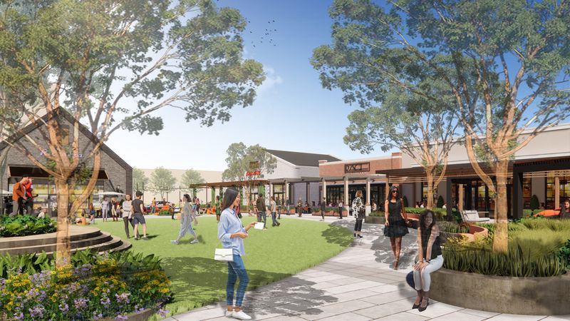 The Villages at Seven Pines, as portrayed in renderings, is set to include a 75,000-square-foot shopping center with retail and dining options as well as an anchoring grocery store.