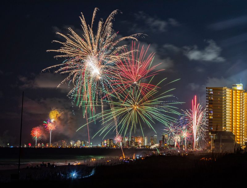 On the 4th of July the entire stretch of beach from St. Andrews State Park to the west end of Panama City Beach becomes one big fireworks show. While the big shows at M.B. Miller Country Pier and City Pier are going off dozens of smaller shows stretch along the beach.