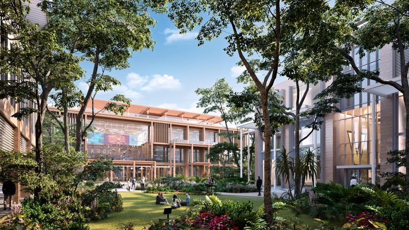 Rendering of the view looking south to Vanderbilt University's Executive Education and Lifelong Learning Building in its planned downtown West Palm Beach campus.