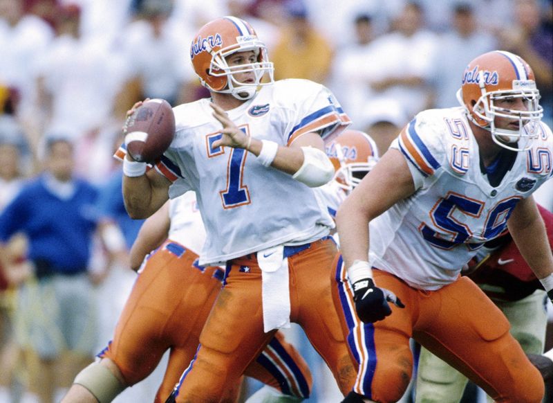 Nov 30, 1996; Tallahassee, FL, USA; FILE PHOTO; Florida Gators quarterback Danny Wuerffel (7) in action against the Florida State Seminoles at Doak Campbell Stadium. Mandatory Credit: USA TODAY Sports